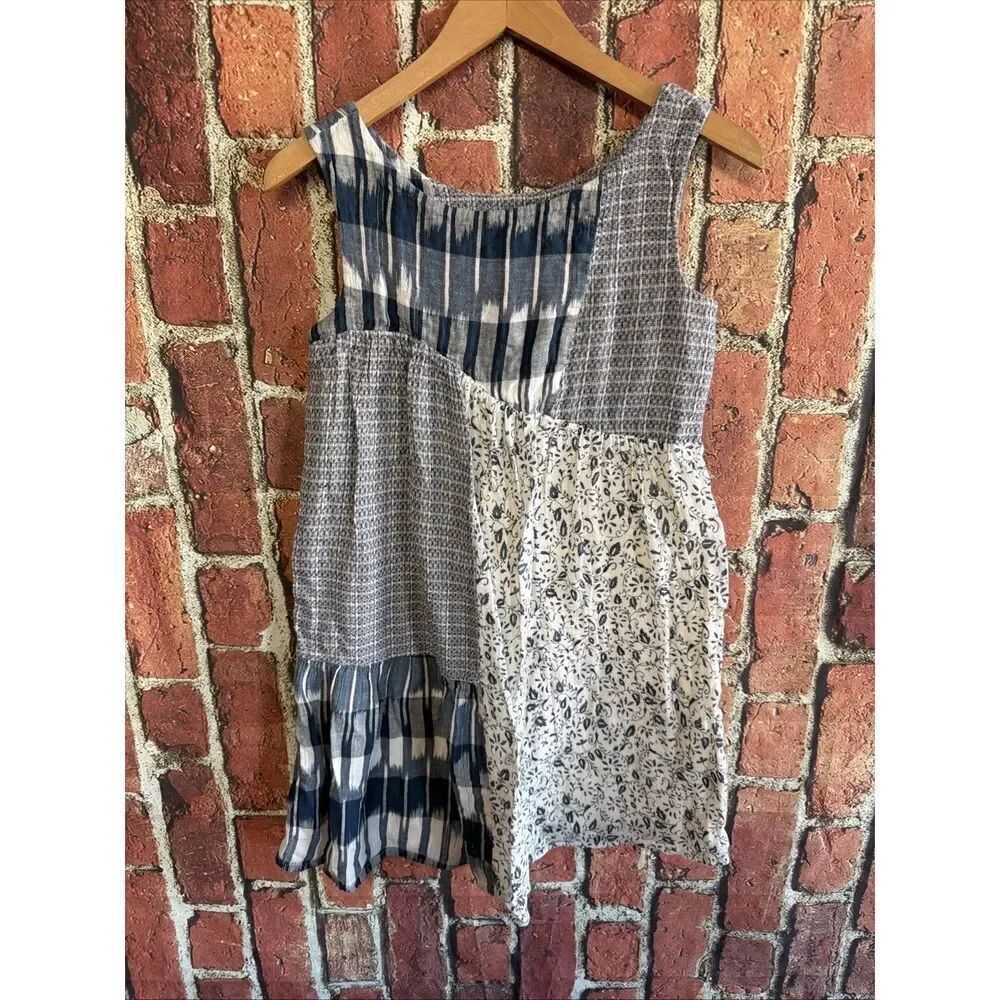 Holding Horses Patchwork Swing Dress XSP Navy Blue Ivy Boho Cowgirl Cottage